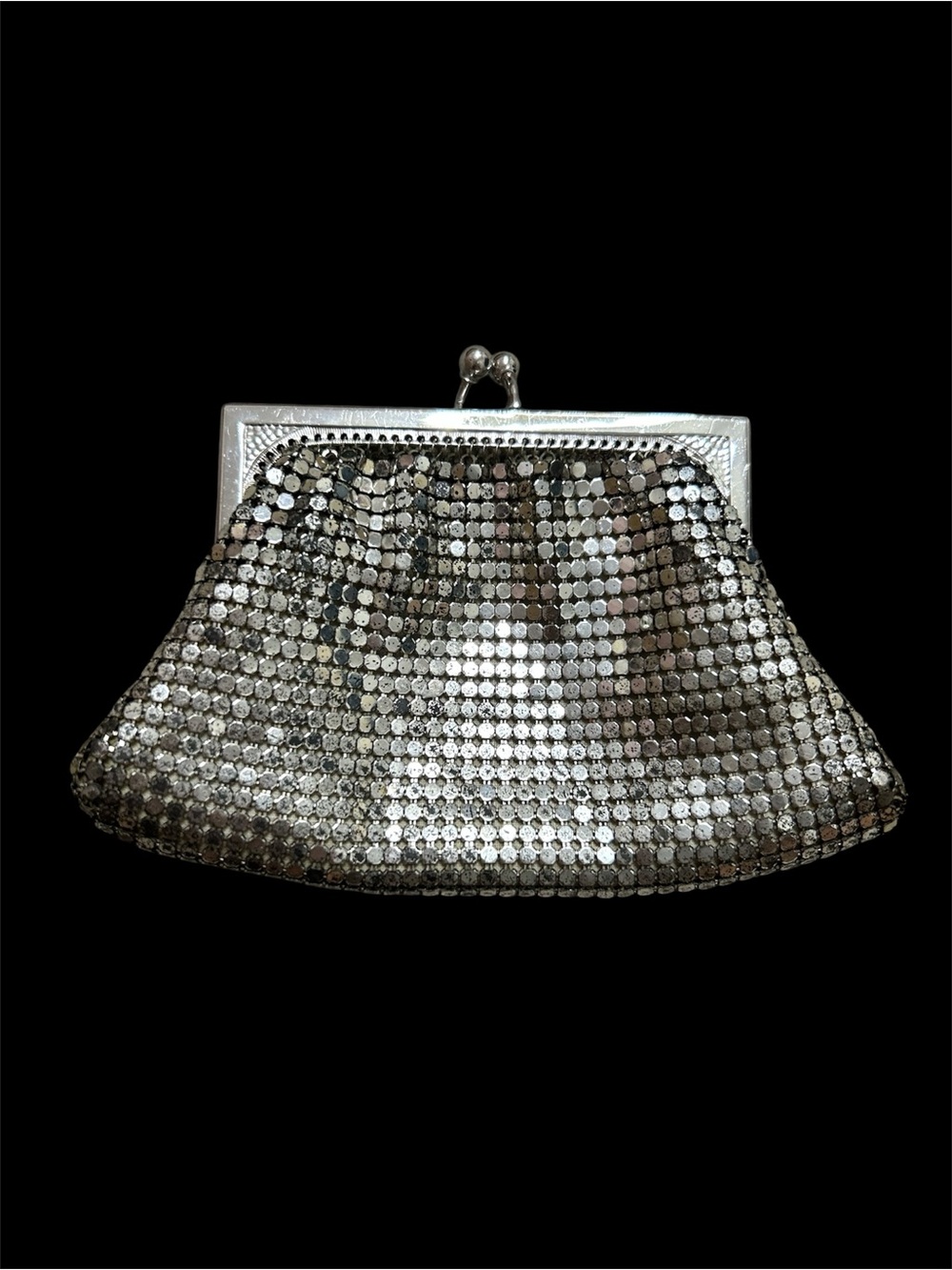 Whiting & Davis Silver Mesh Kisslock Evening Clutch